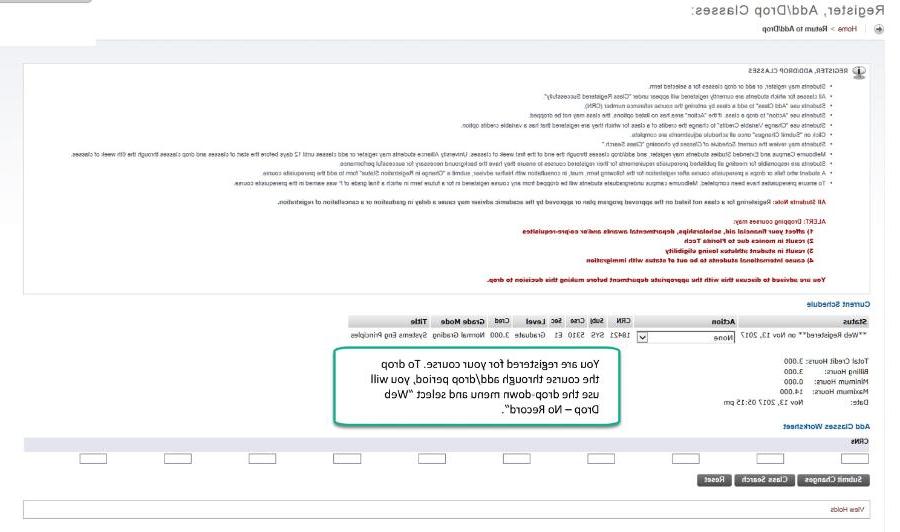 You are registerd for the course, to drop use the drop-down menu and select Web Drop - No Record